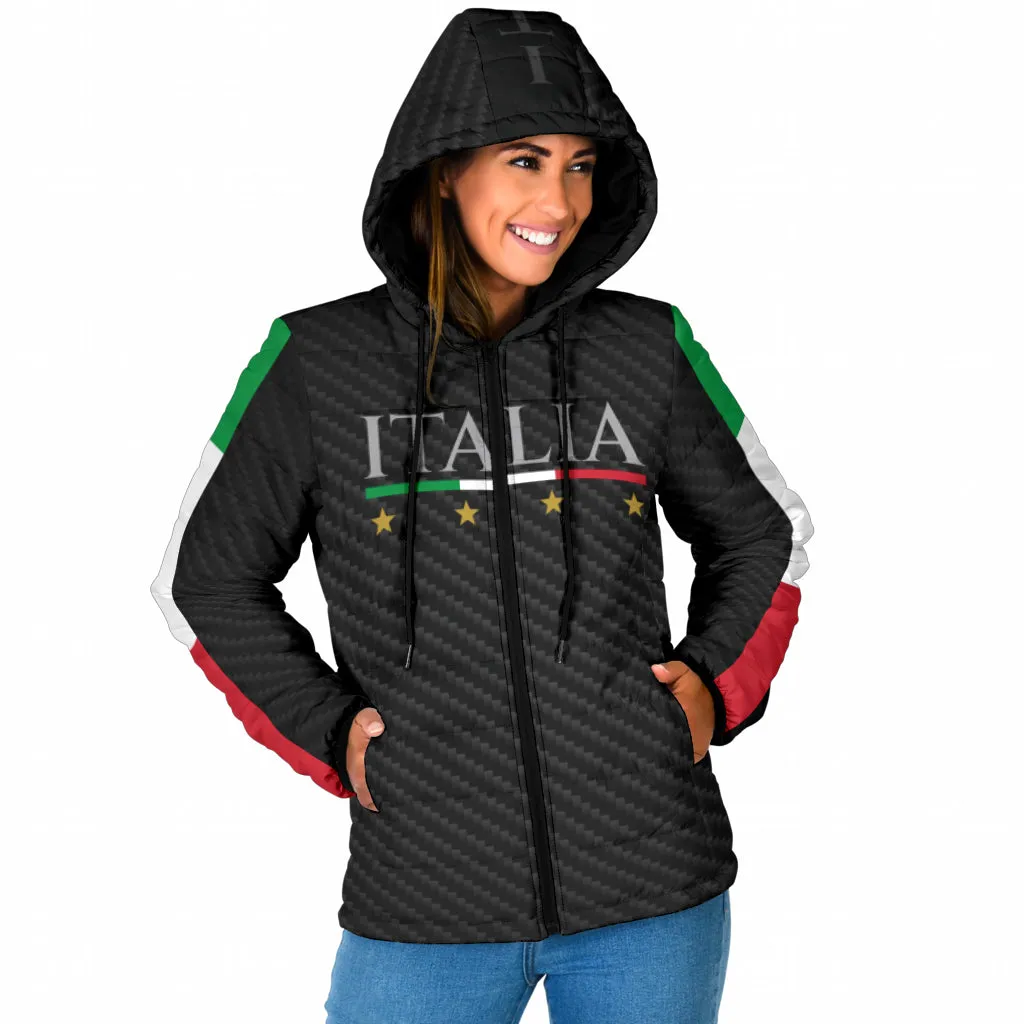 Padded Hooded Jacket Italy - carbon effect