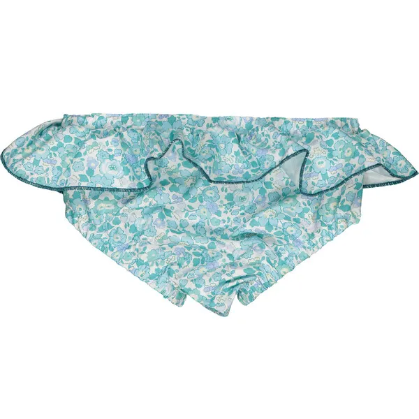 Paper Boat Patterned Bikini Bottom, Aqua