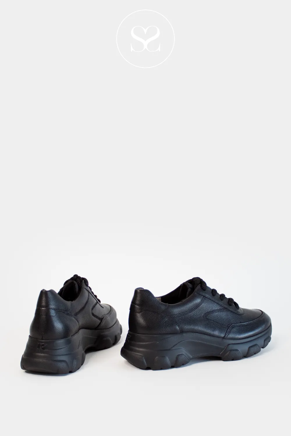 PAUL GREEN 5359 BLACK LEATHER CHUNKY SPORTY TRAINERS