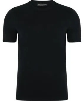 Paul James Knitwear Black Mens Superfine Nico Mercerised Cotton Knitted T-Shirt