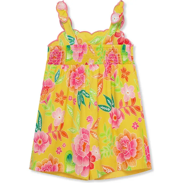 Peek Kids Floral Tropical Romper. Yellow