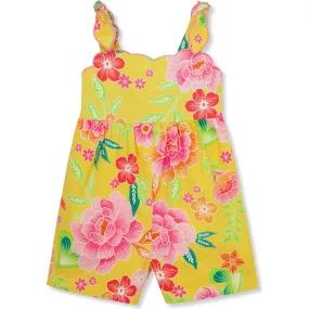 Peek Kids Floral Tropical Romper. Yellow