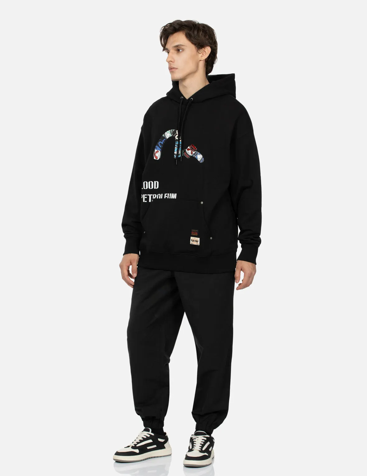 Peeping Godhead Pattern Seagull Print Loose Fit Hoodie