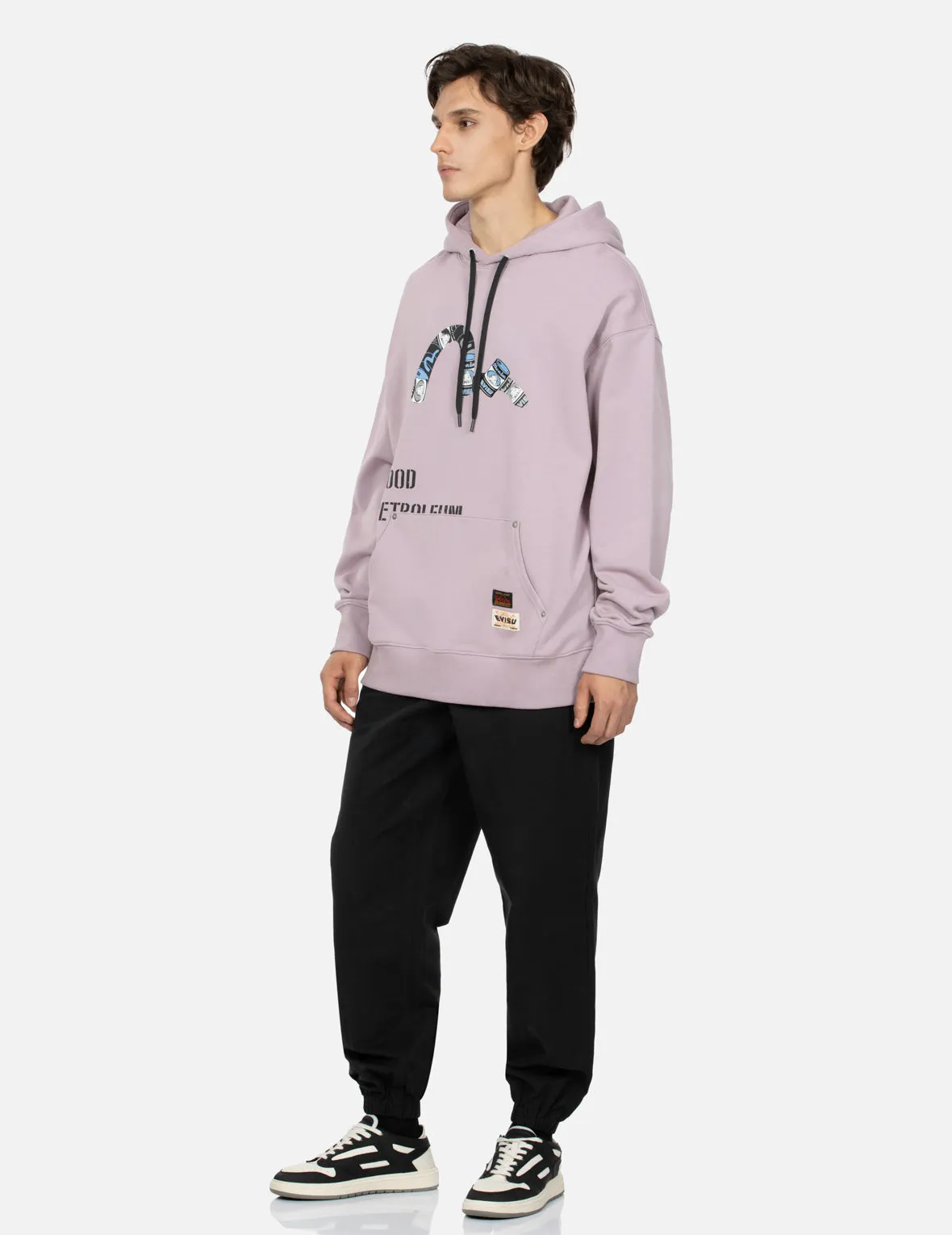 Peeping Godhead Pattern Seagull Print Loose Fit Hoodie