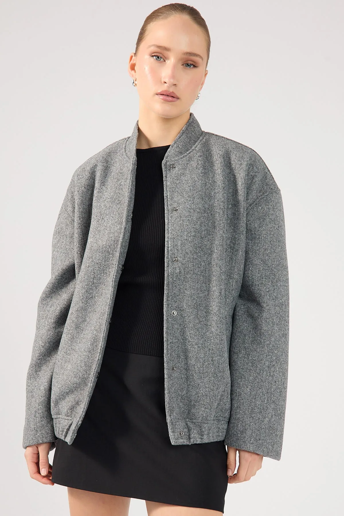 Perfect Stranger Emina Oversized Bomber Jacket Grey