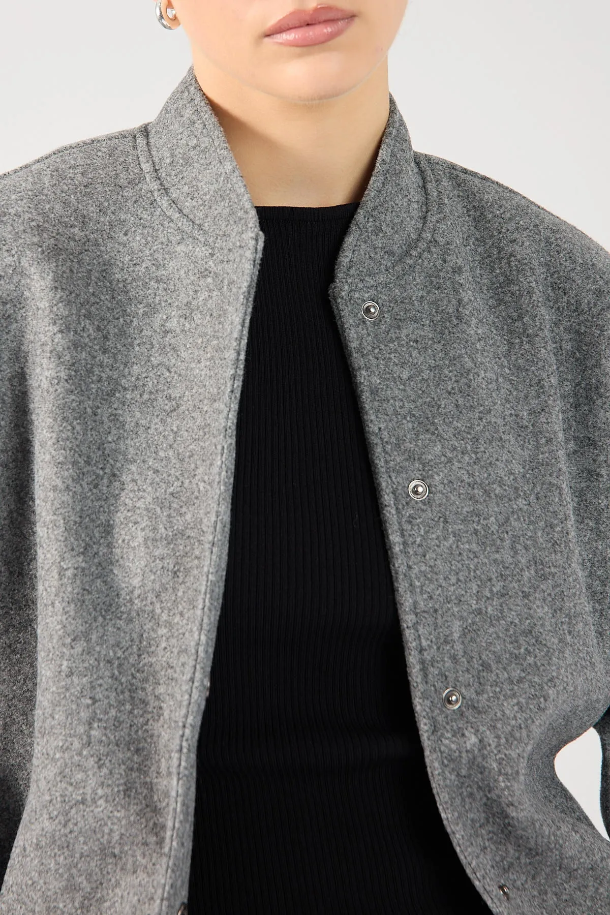 Perfect Stranger Emina Oversized Bomber Jacket Grey