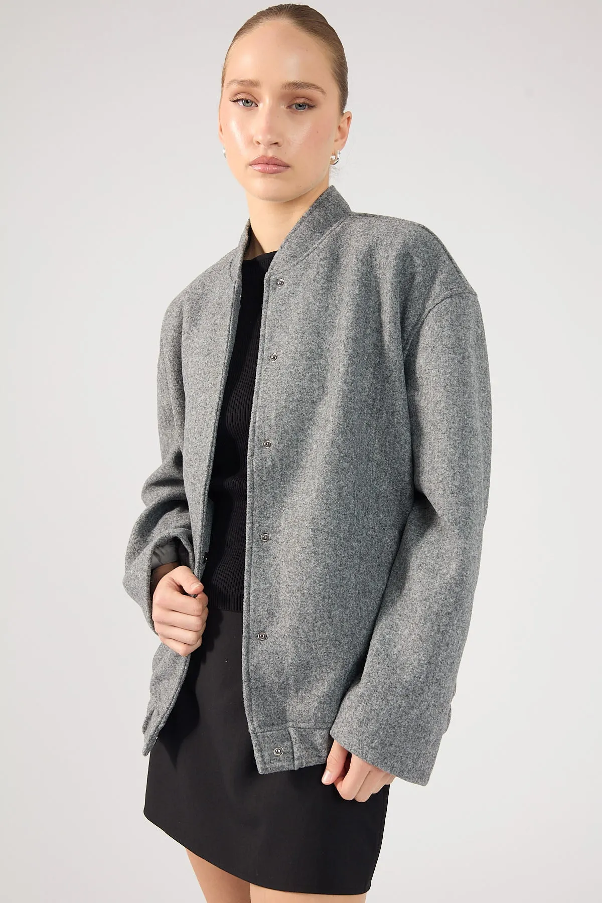 Perfect Stranger Emina Oversized Bomber Jacket Grey