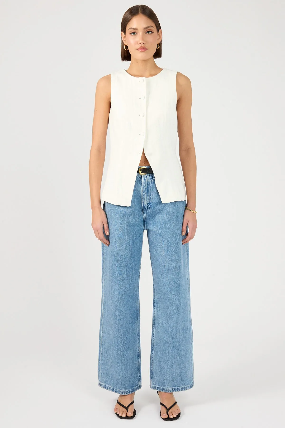 Perfect Stranger Menorca Long Line Vest White