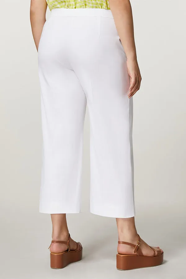 Persona (by Marina Rinaldi) FLORES WHITE COTTON GABARDINE TROUSERS