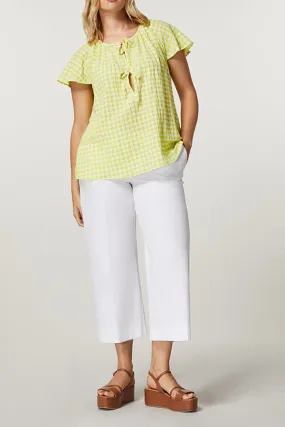 Persona (by Marina Rinaldi) FLORES WHITE COTTON GABARDINE TROUSERS