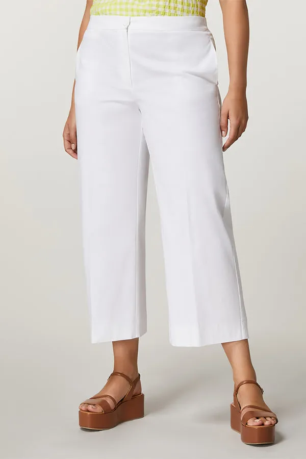 Persona (by Marina Rinaldi) FLORES WHITE COTTON GABARDINE TROUSERS