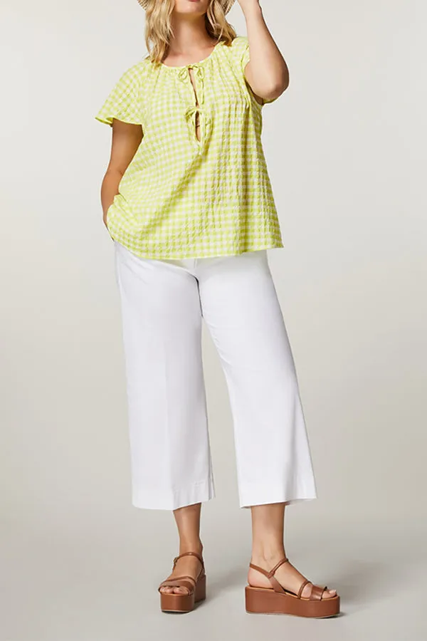 Persona (by Marina Rinaldi) FLORES WHITE COTTON GABARDINE TROUSERS