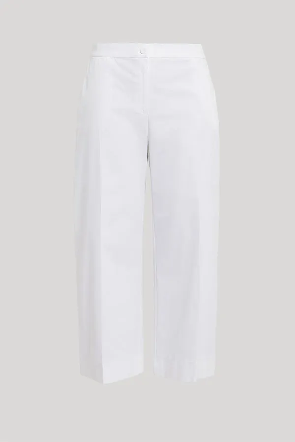 Persona (by Marina Rinaldi) FLORES WHITE COTTON GABARDINE TROUSERS