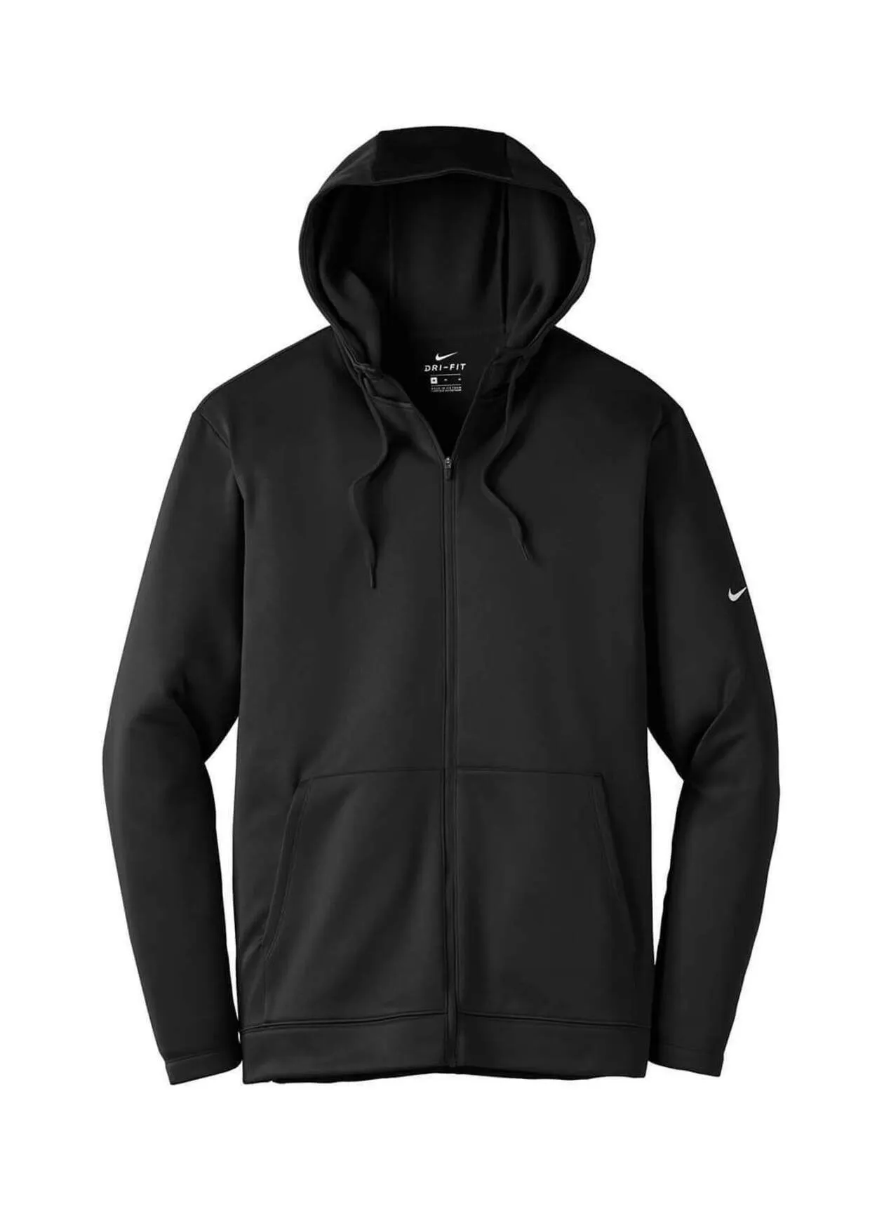 Personalized Nike Black Men's Therma-FIT Full-Zip Fleece Hoodie 