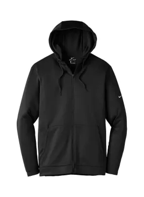 Personalized Nike Black Men's Therma-FIT Full-Zip Fleece Hoodie 