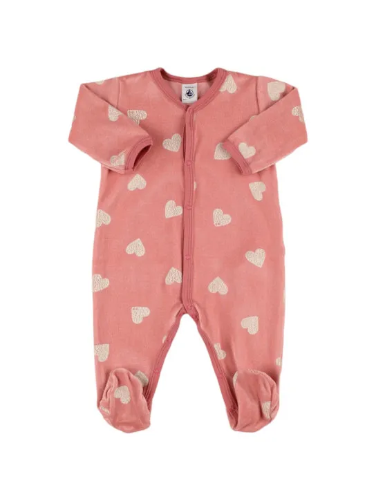 Petit Bateau   Heart print cotton romper 