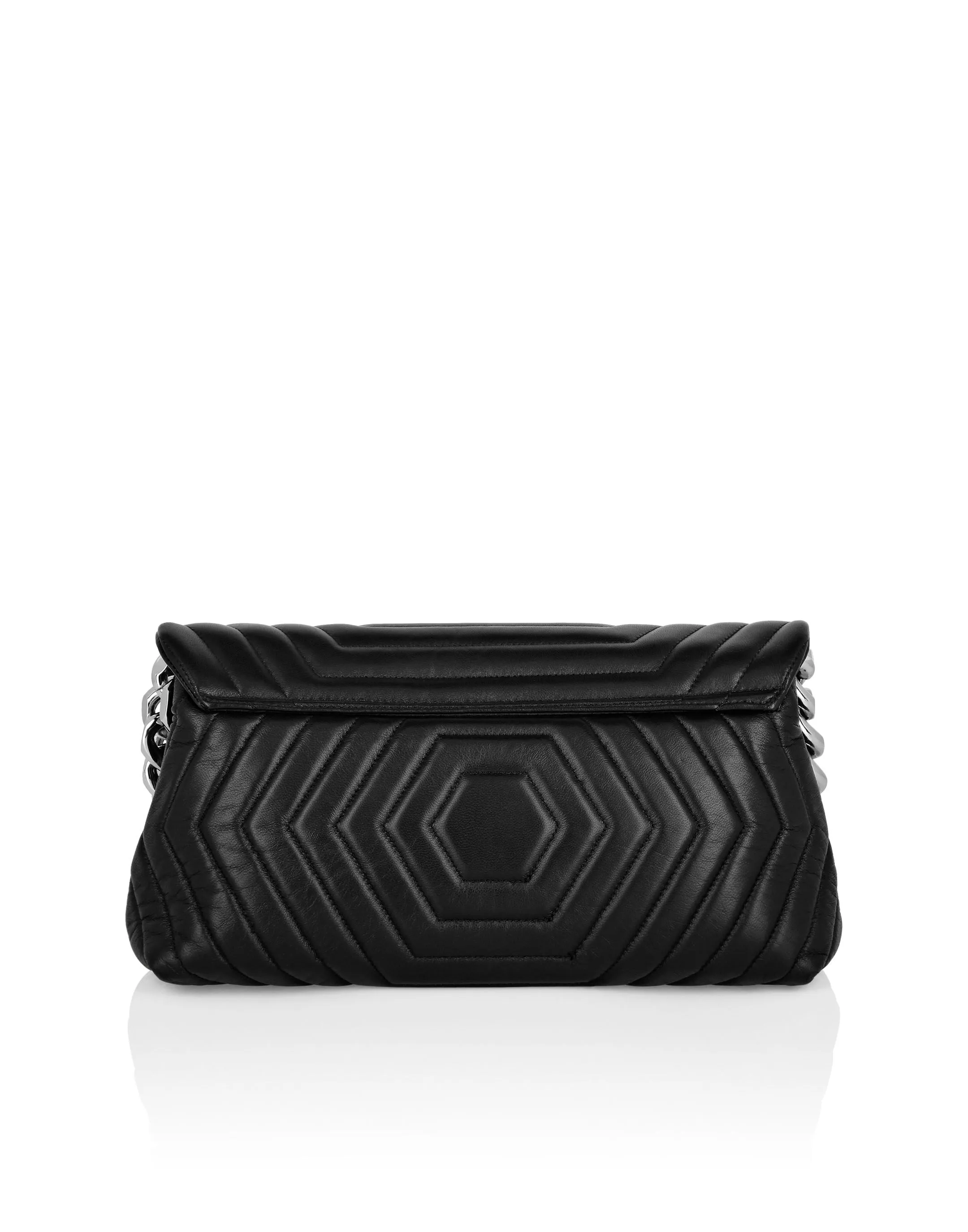 PHILIPP PLEIN Small Nappa Matellase` Shoulder Bag Hexagon