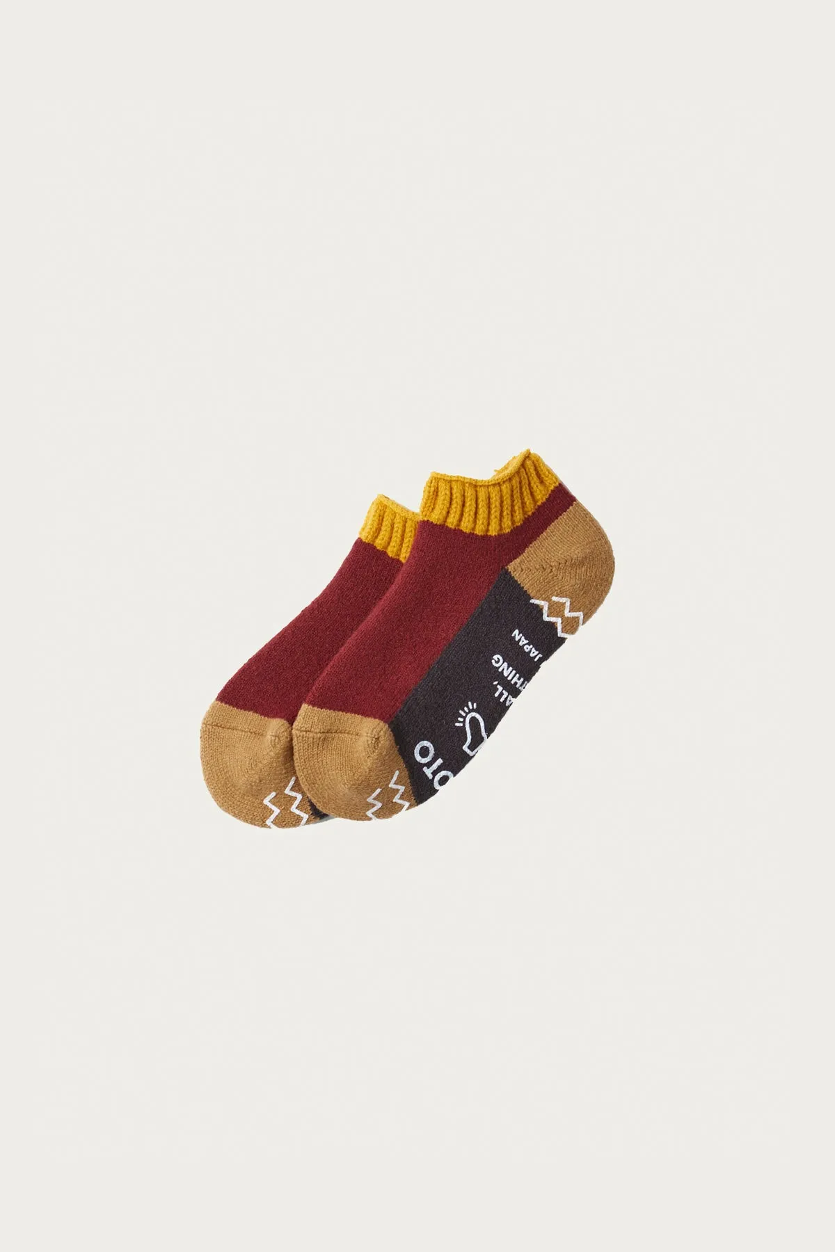 Pile Sock Slipper - Gold/Maroon