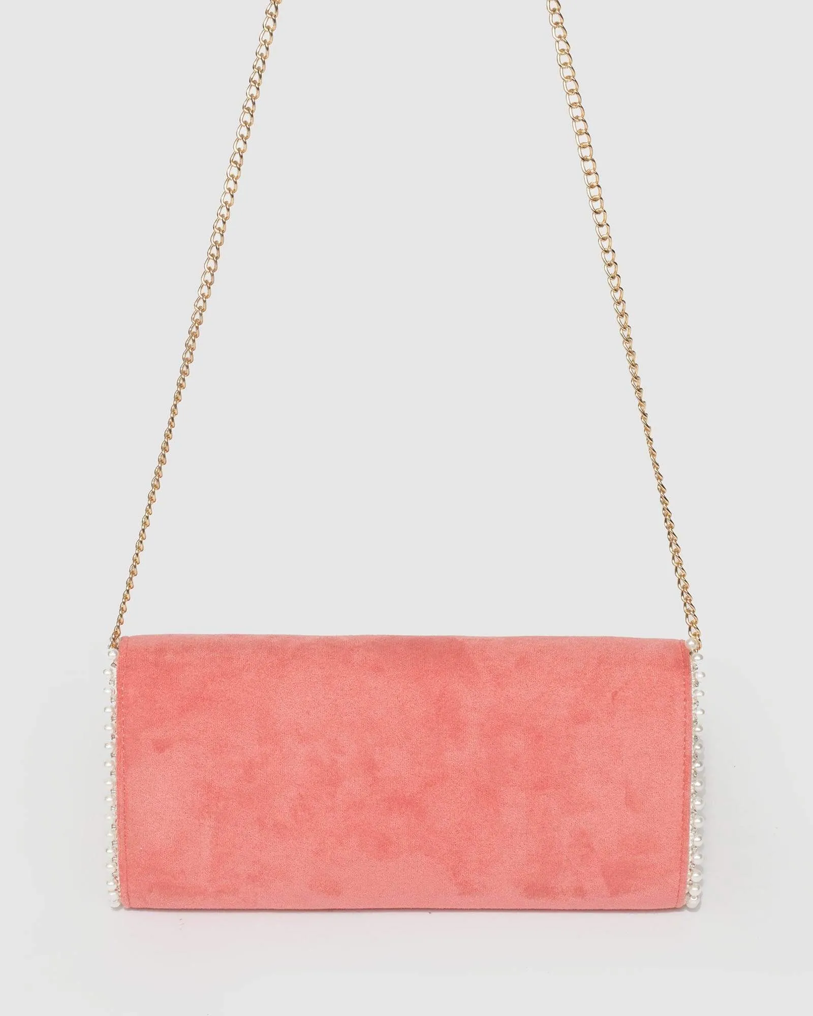 Pink Oriana Pearl Clutch Bag