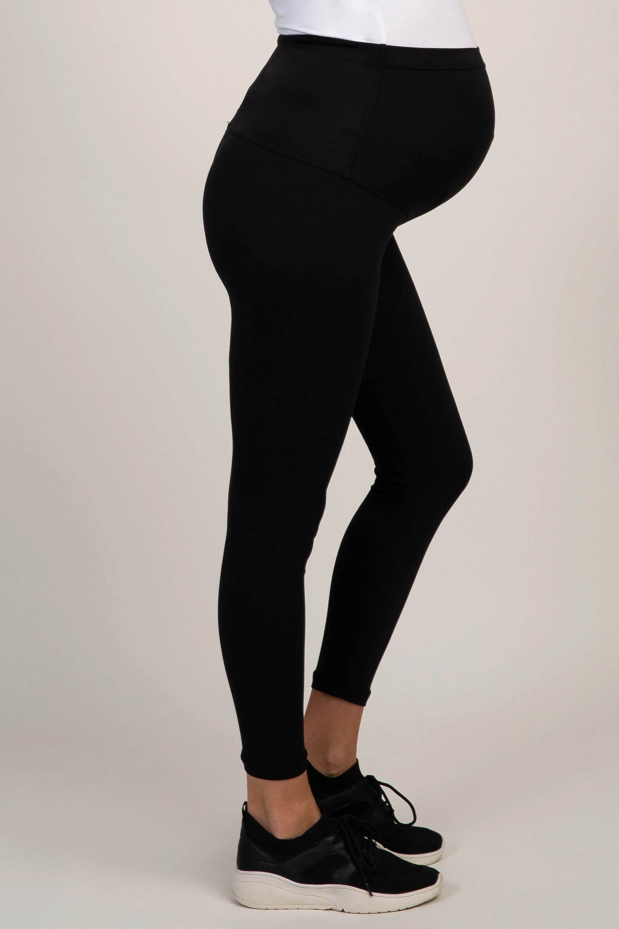 PinkBlush Black Solid Basic Maternity Leggings