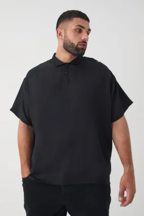 Plus Linen Polo In Black