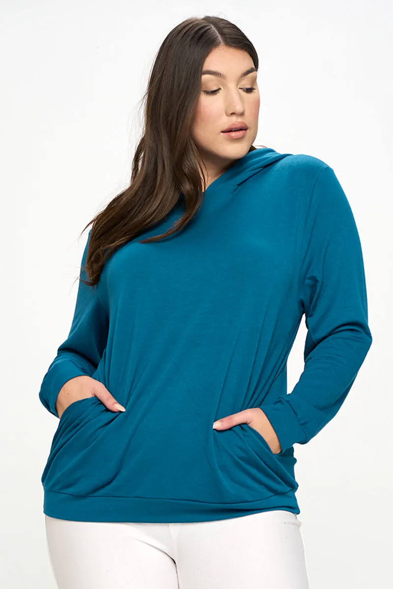 Plus Size No Strings Attached Side Pocket Hoodie