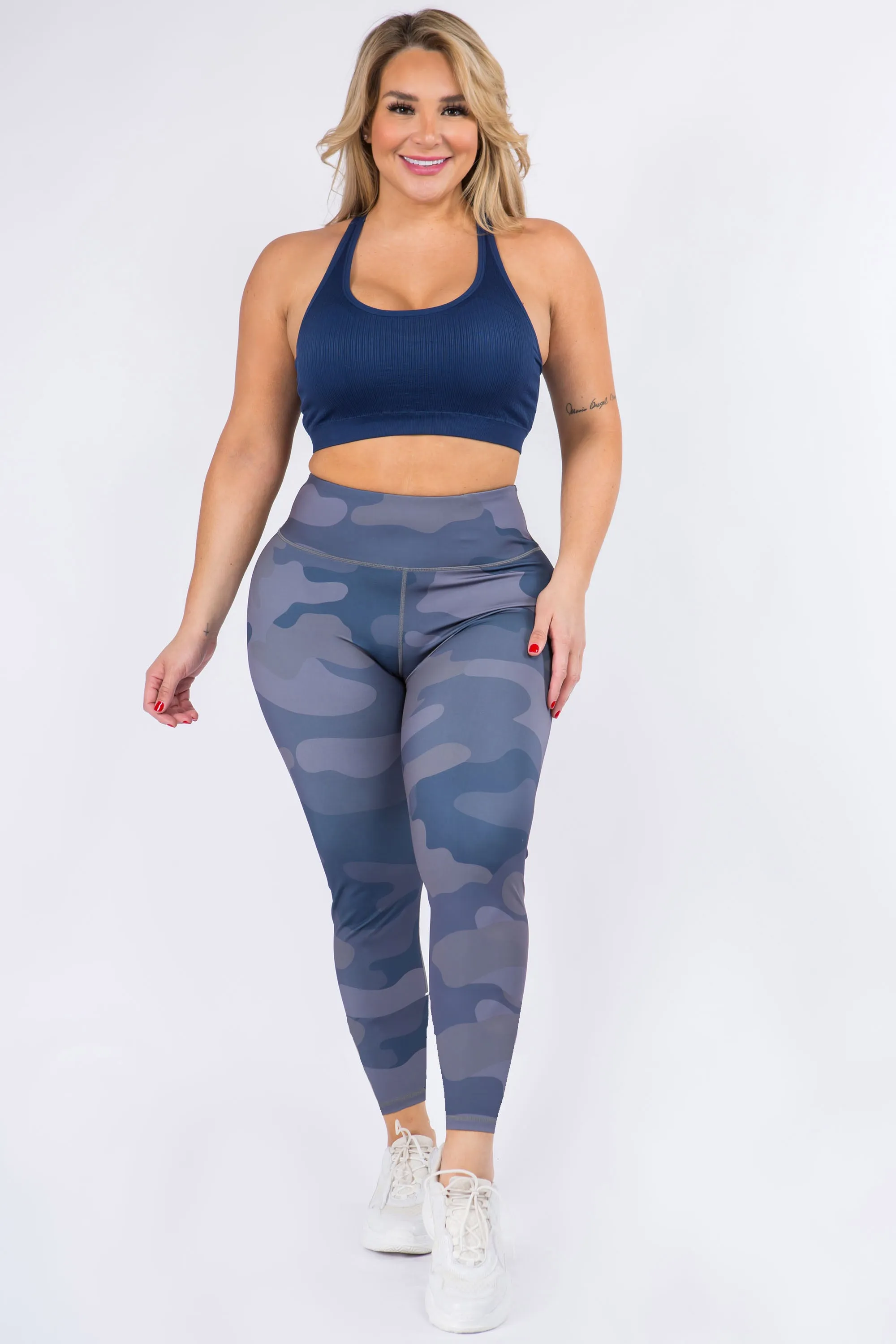 Plus Size Out of the Blue Camouflage Active Leggings