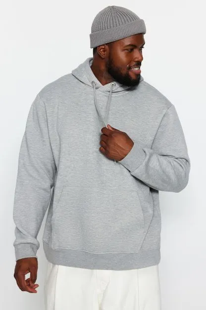 Plus Size Regular/Normal Cut Hooded Fleece Inside/Warm Sweatshirt