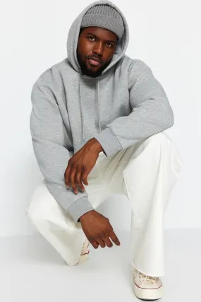 Plus Size Regular/Normal Cut Hooded Fleece Inside/Warm Sweatshirt