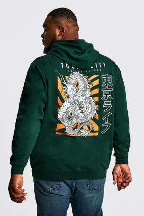 Plus Tokyo Dragon Back Print Hoodie