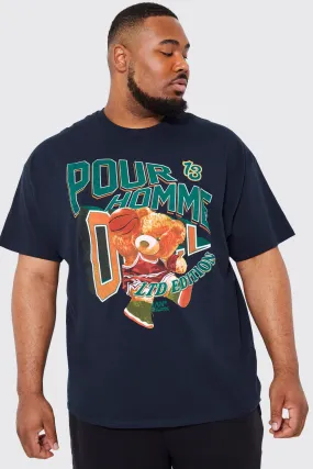 Plus Vintage Basketball Teddy Graphic T-shirt