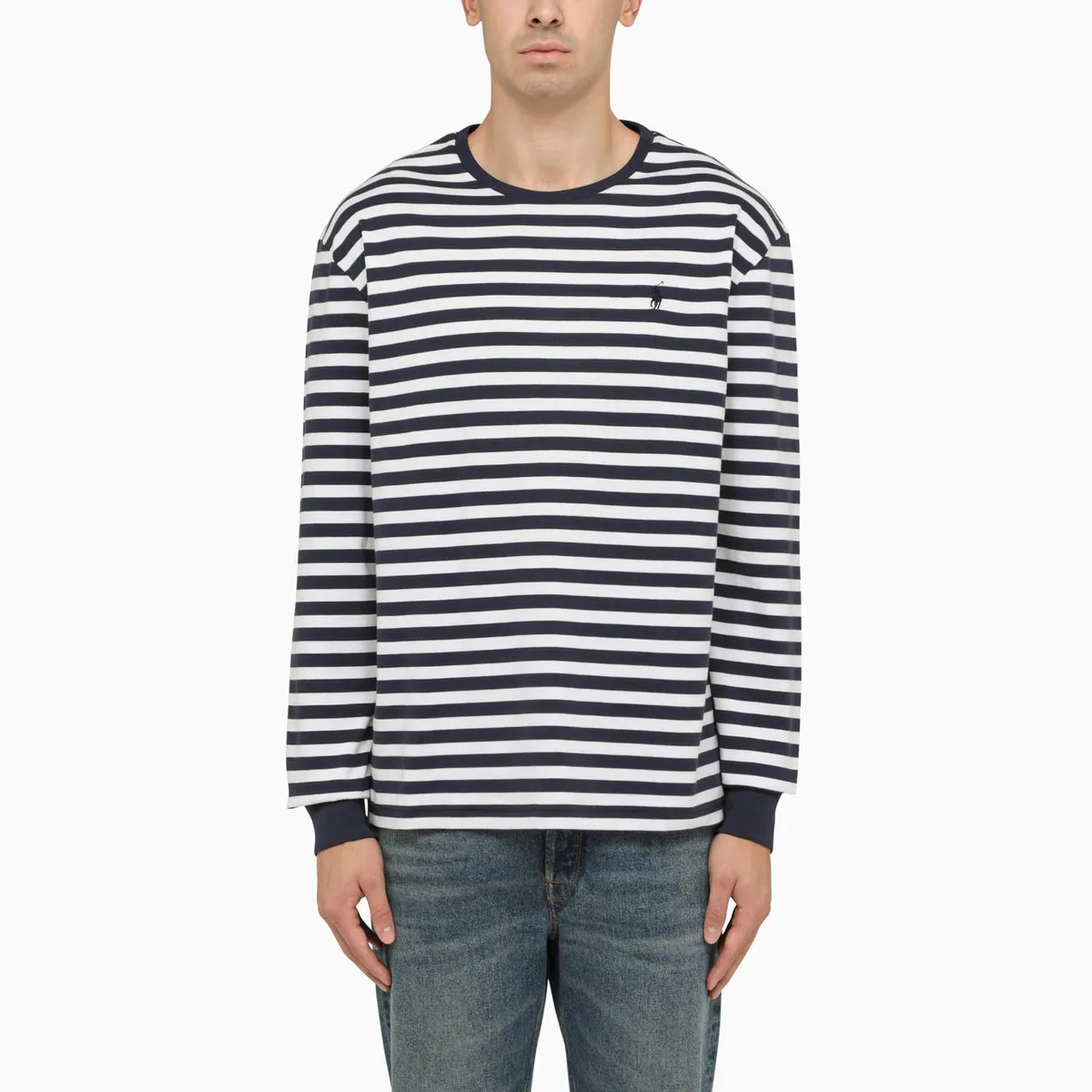 Polo Ralph Lauren    Polo Ralph Lauren White/Navy Striped Crew Neck T Shirt