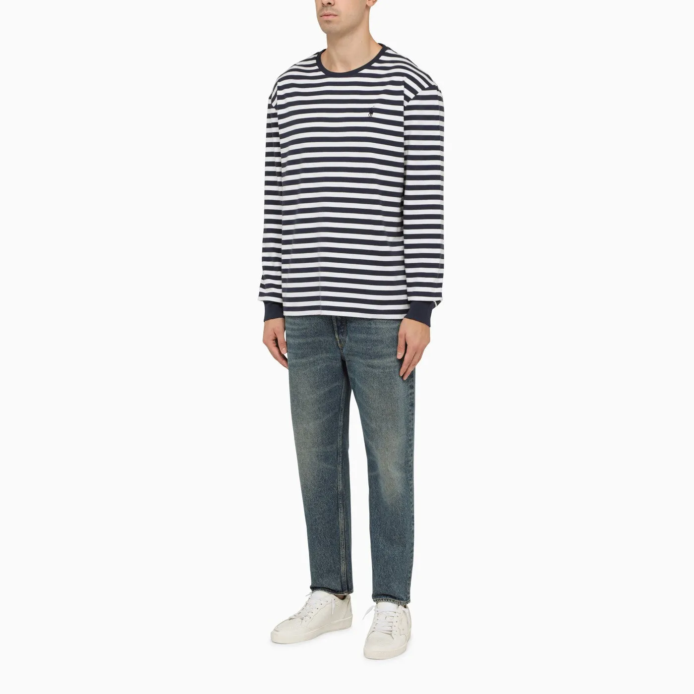 Polo Ralph Lauren    Polo Ralph Lauren White/Navy Striped Crew Neck T Shirt