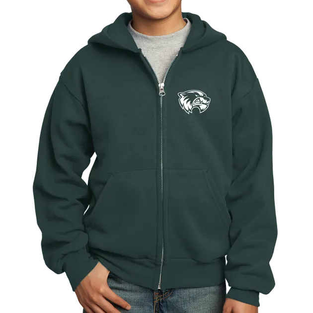 Port & Company Youth Core Fleece Full-Zip Hooded Sweatshirt- Mascot Head