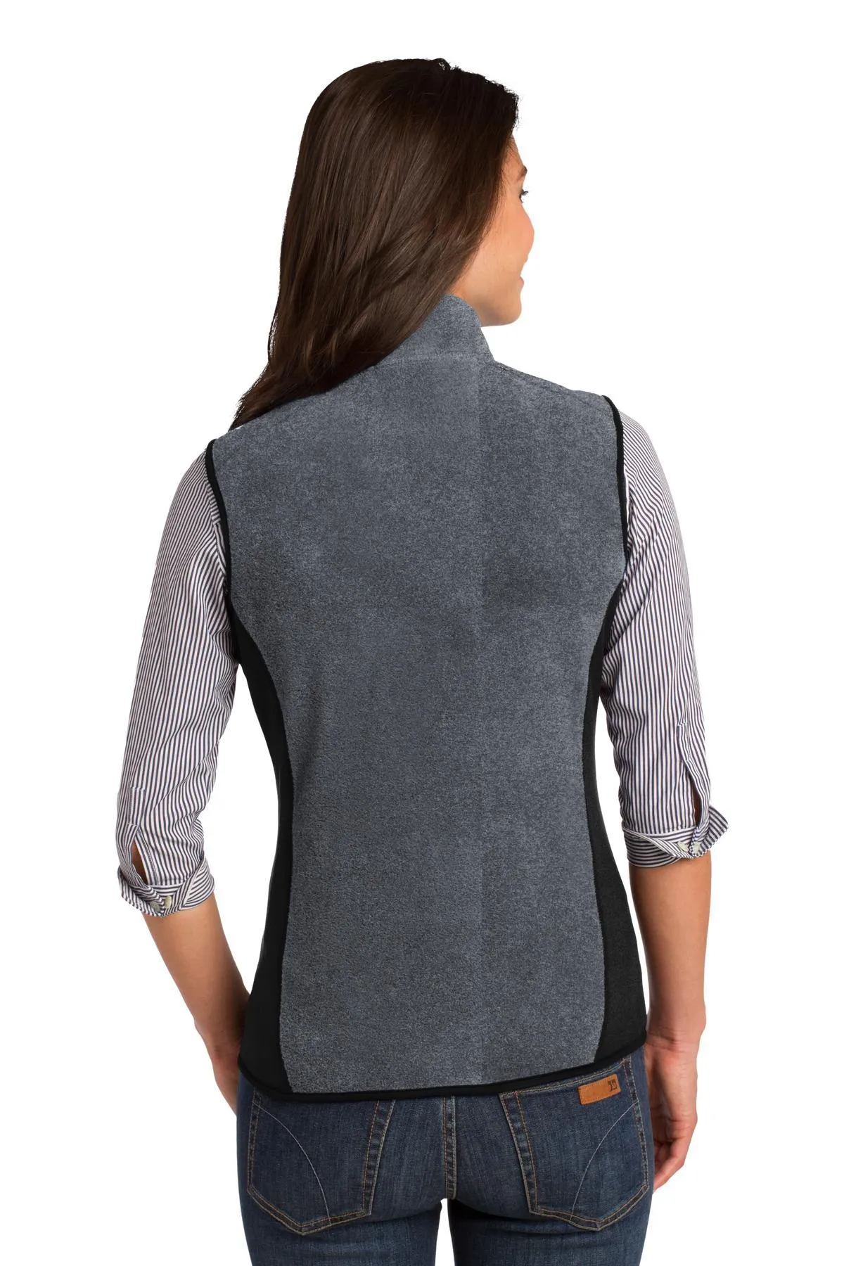 Port Authority Ladies R-Tek Pro Fleece Full-Zip Vest L228 Charcoal Heather/ Black