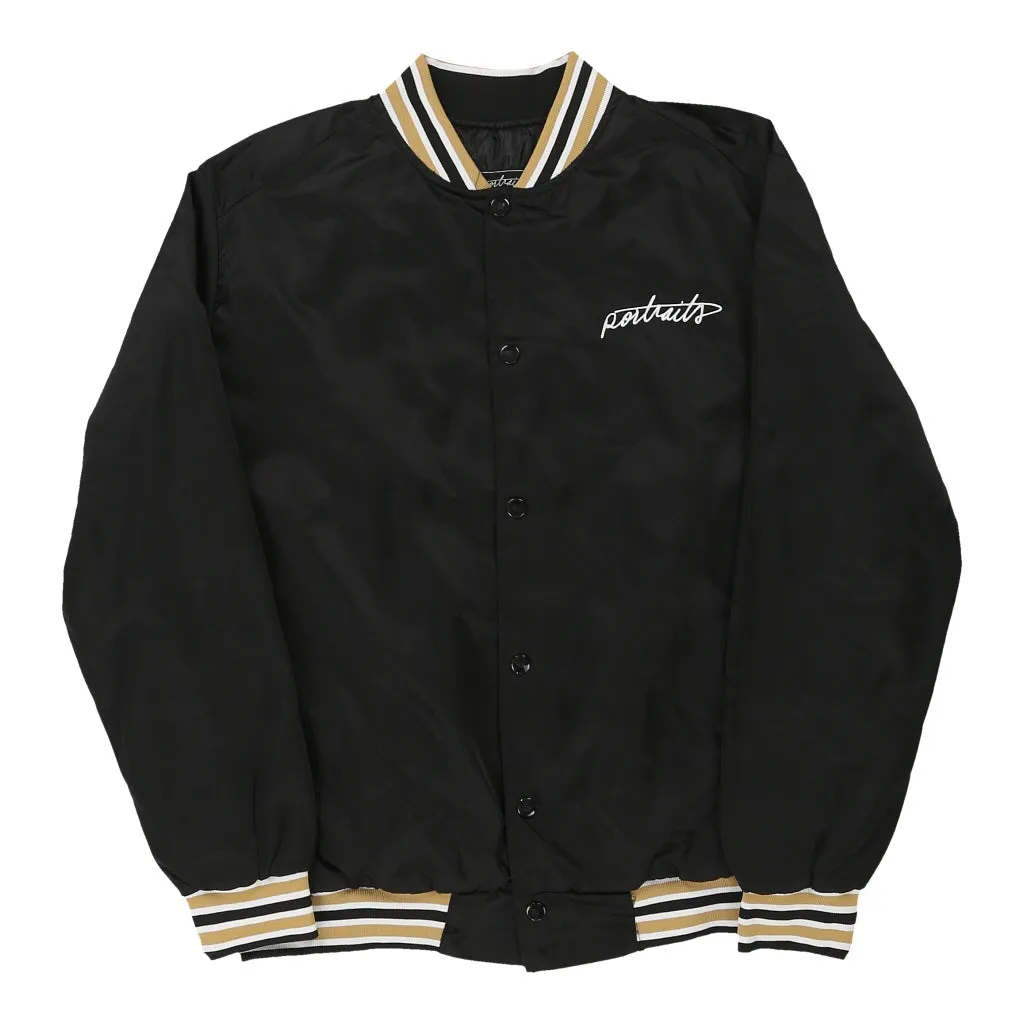 Portraits Embroidered Bomber Jacket - Small Black Polyester