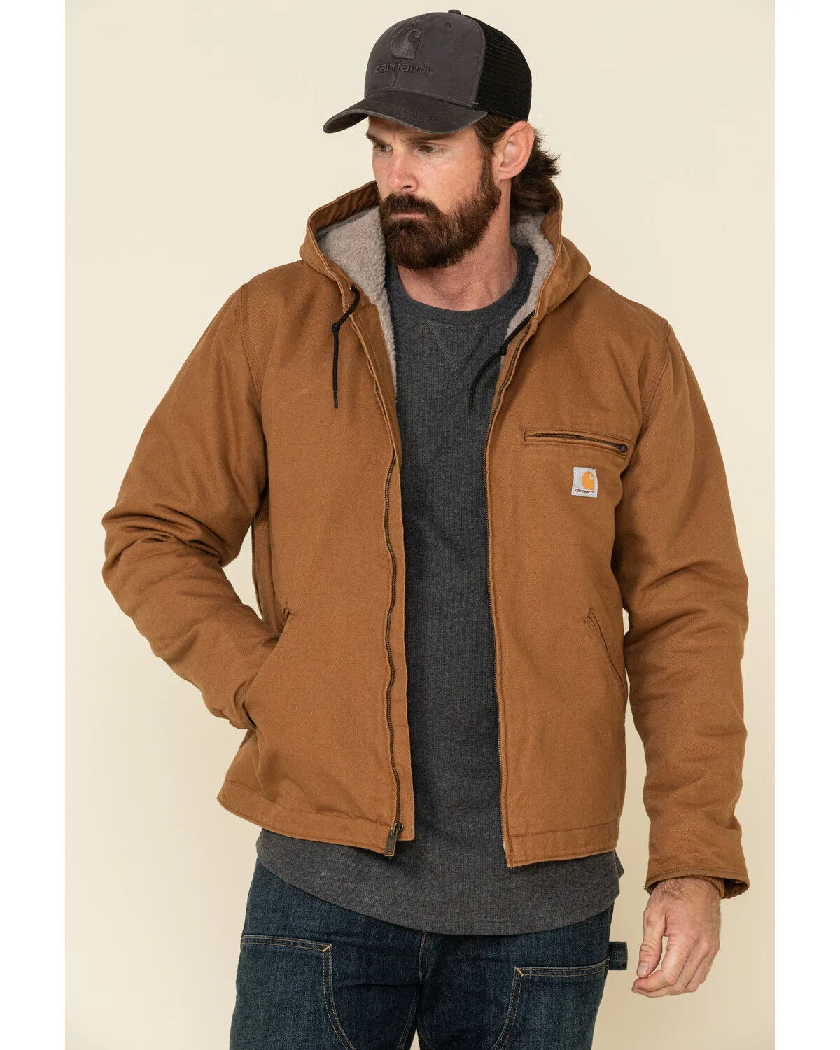 Product Name:  Carhartt Men's Washed Duck Sherpa Lined Hooded Work Jacket