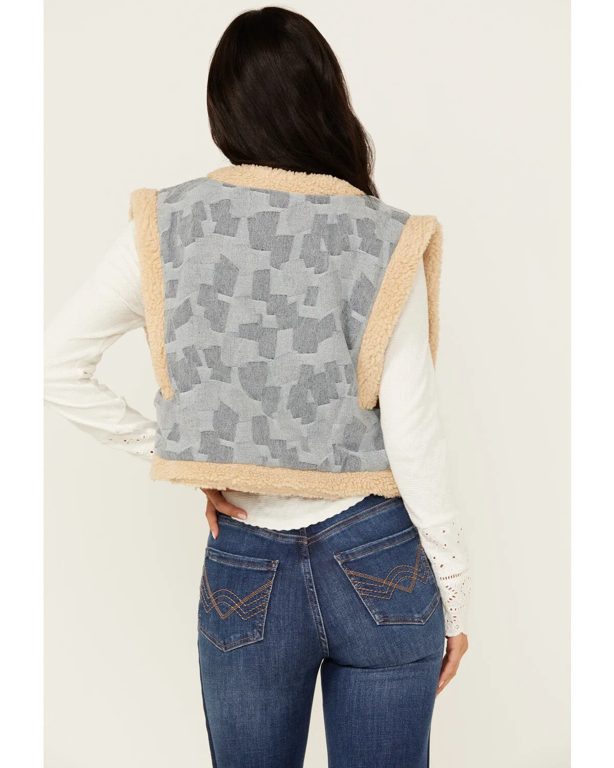 Product Name:  Miss Me Women's Geo Print Fleece Lined Vest