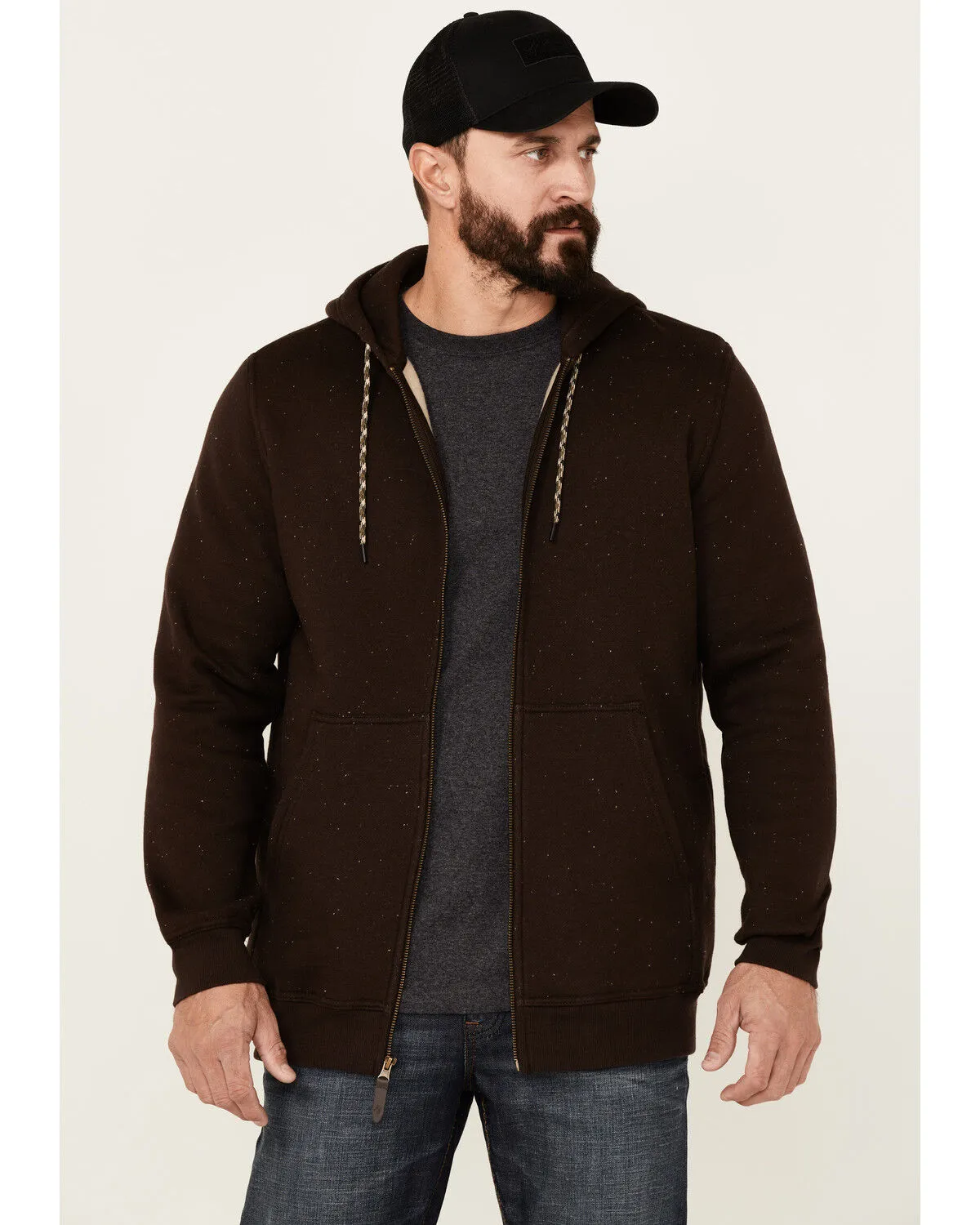 Product Name:  Moonshine Spirit Men's Brown Koa Wood Zip-Front Hooded Jacket