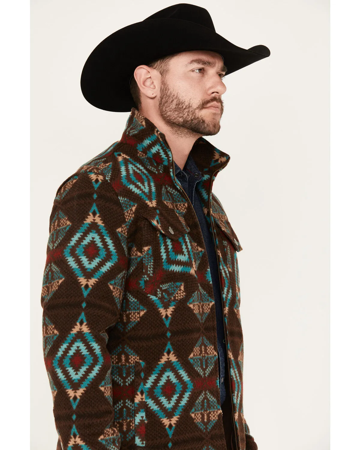 Product Name:  Powder River Outfitters by Panhandle Men's Wool Multicolor Zip Snap Jacket