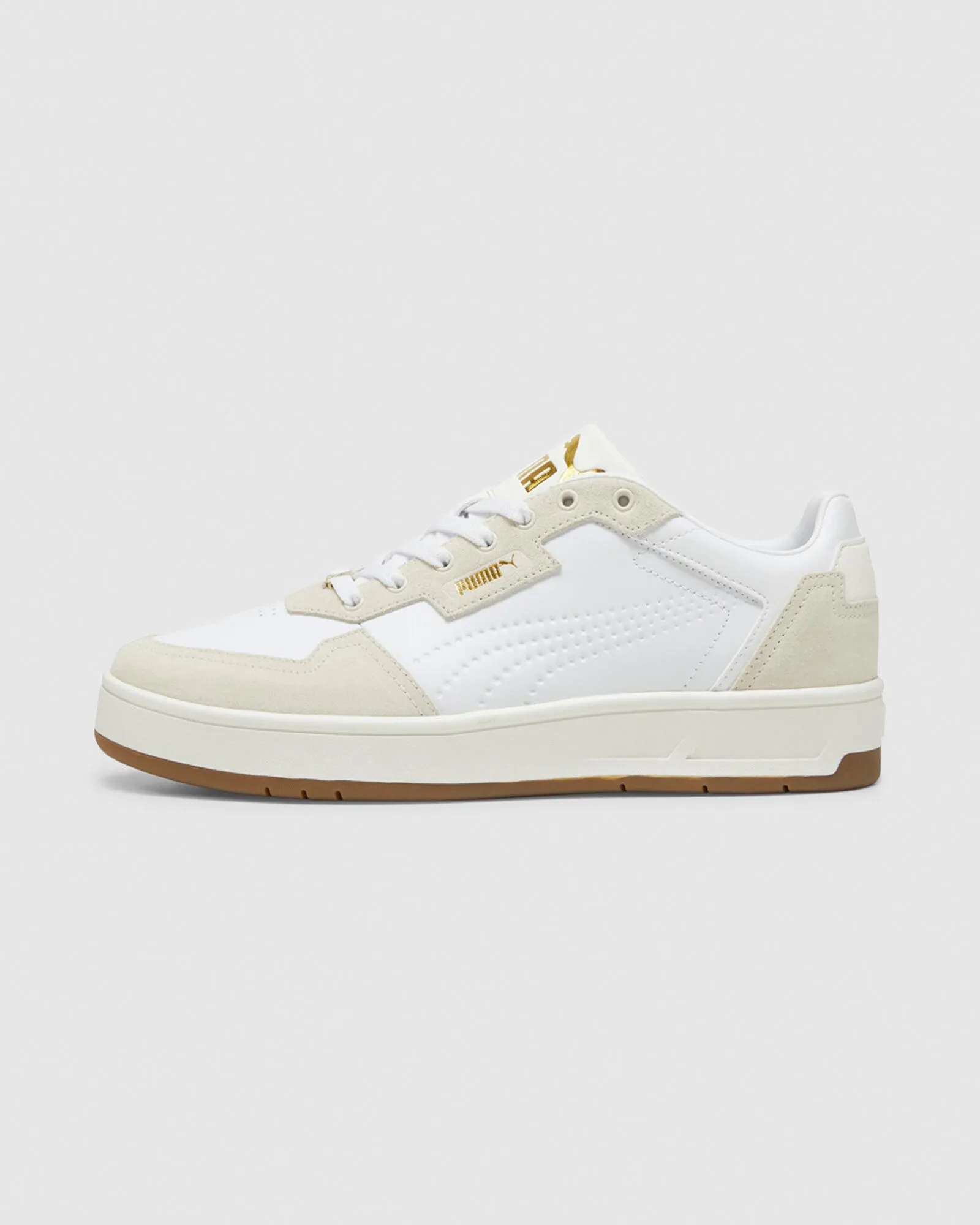 Puma Court Classic LUX SD Sneakers in White/Gold