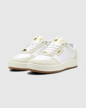 Puma Court Classic LUX SD Sneakers in White/Gold