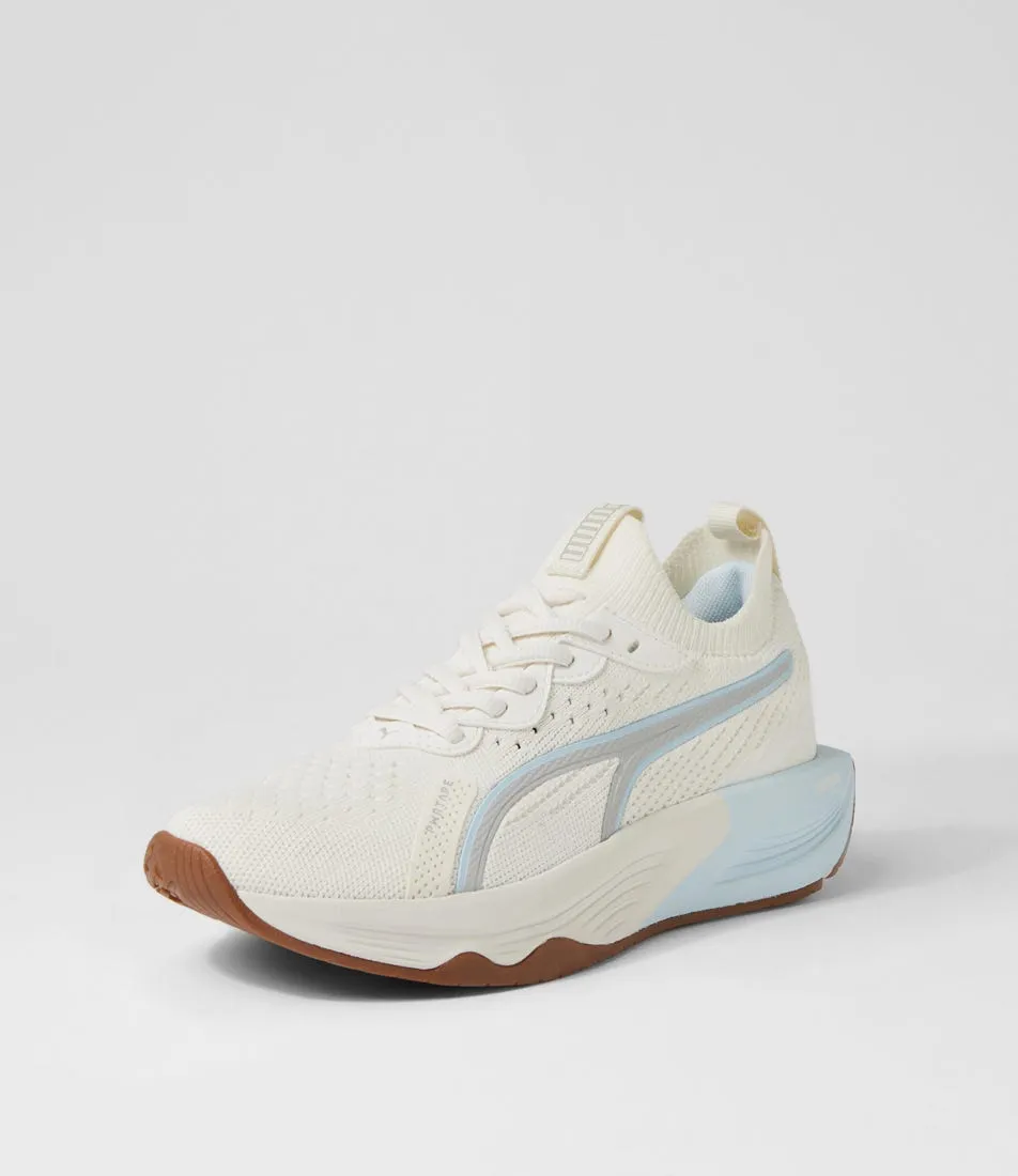 PUMA Pwr Xx Nitro Warm White Ash Gray Blue Mesh Sneakers