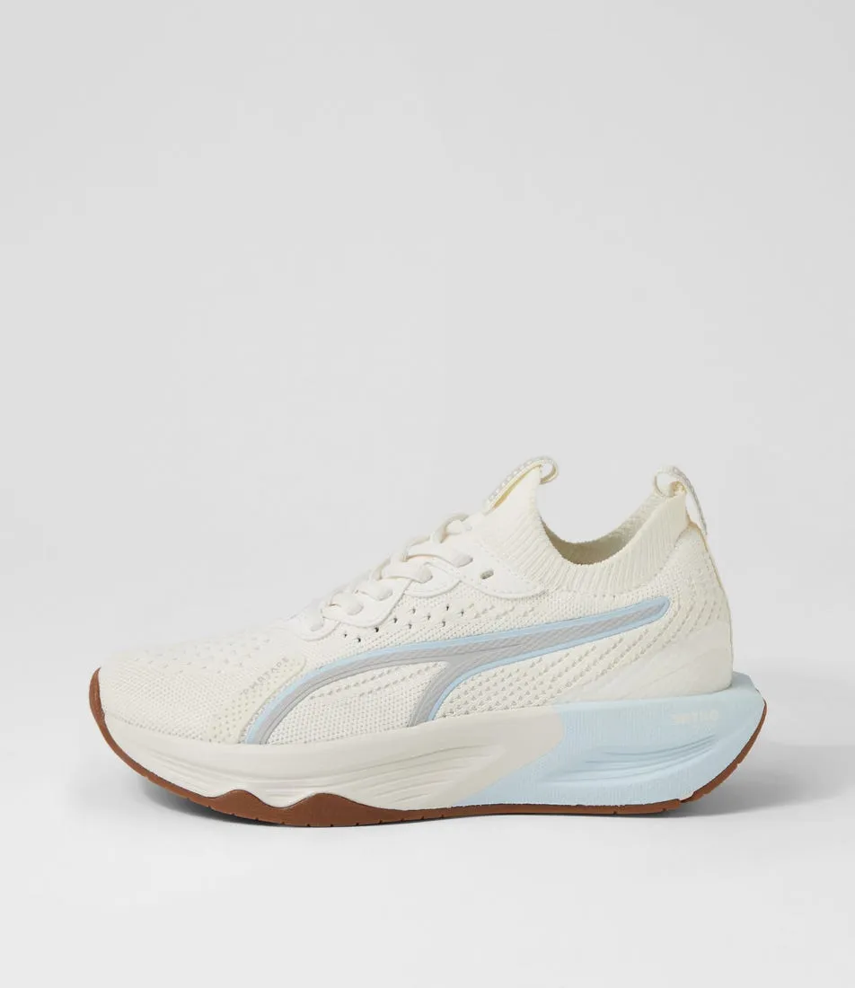 PUMA Pwr Xx Nitro Warm White Ash Gray Blue Mesh Sneakers