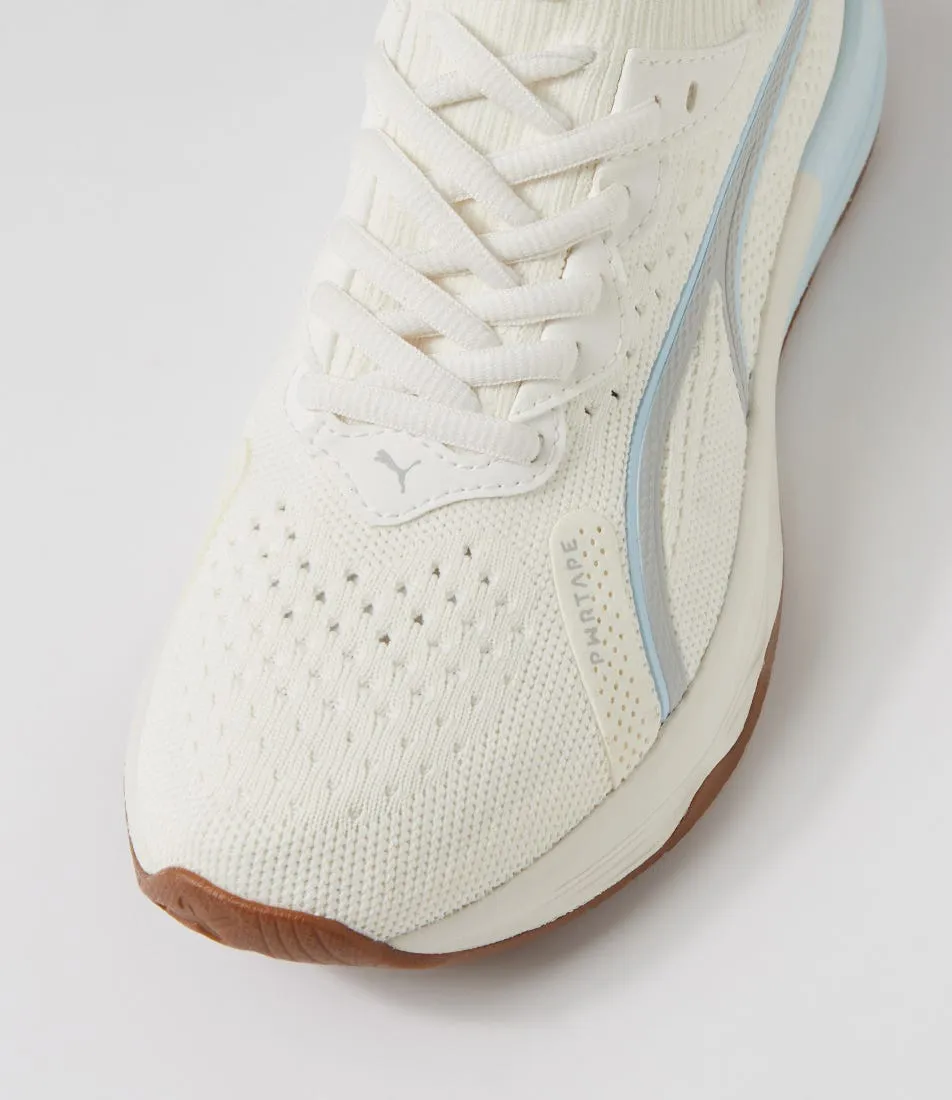 PUMA Pwr Xx Nitro Warm White Ash Gray Blue Mesh Sneakers