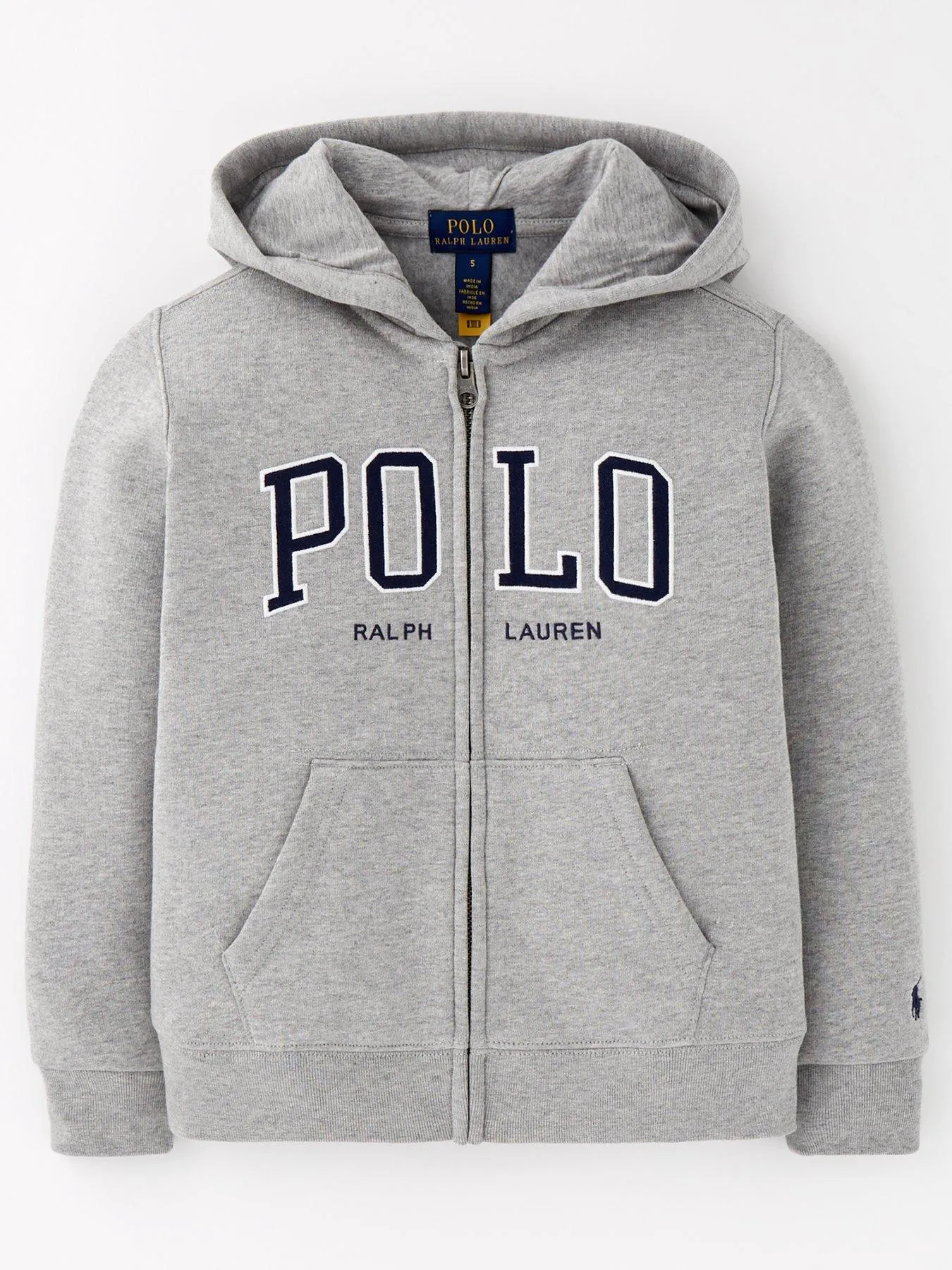 Ralph Lauren Boys Polo Zip Through Hoodie - Grey Marl