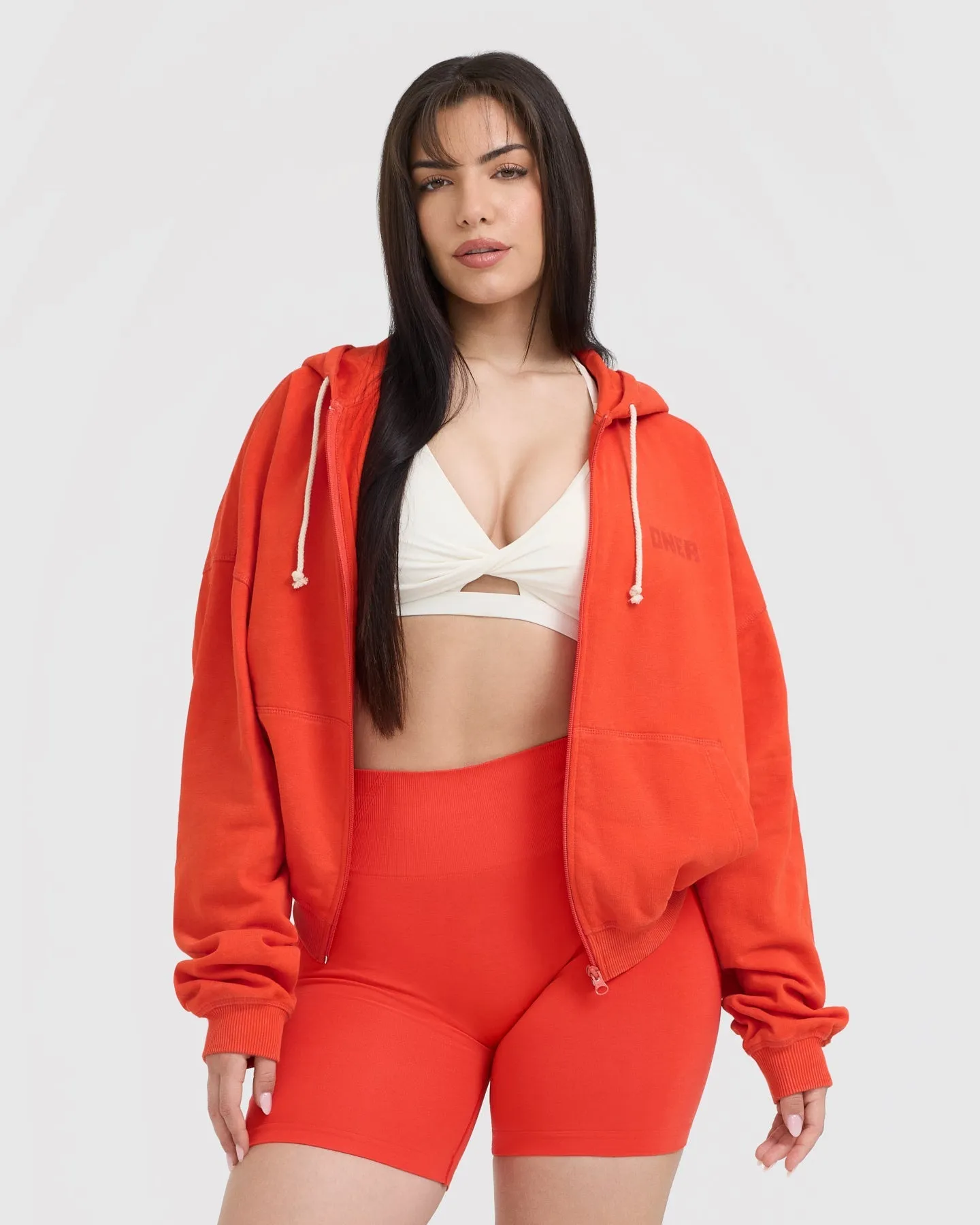 Raw Lounge Oversized Zip Hoodie | Charged Orange