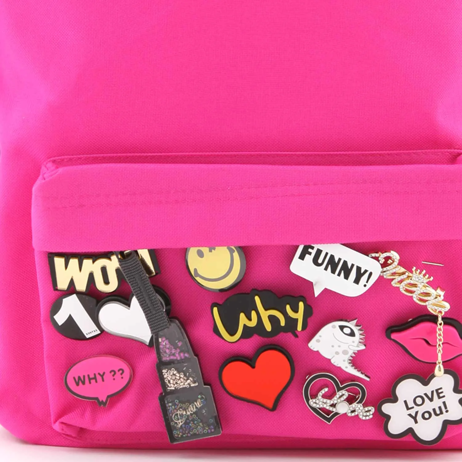 Regina Fuchsia Backpack With Pins For Girls And Teenagers