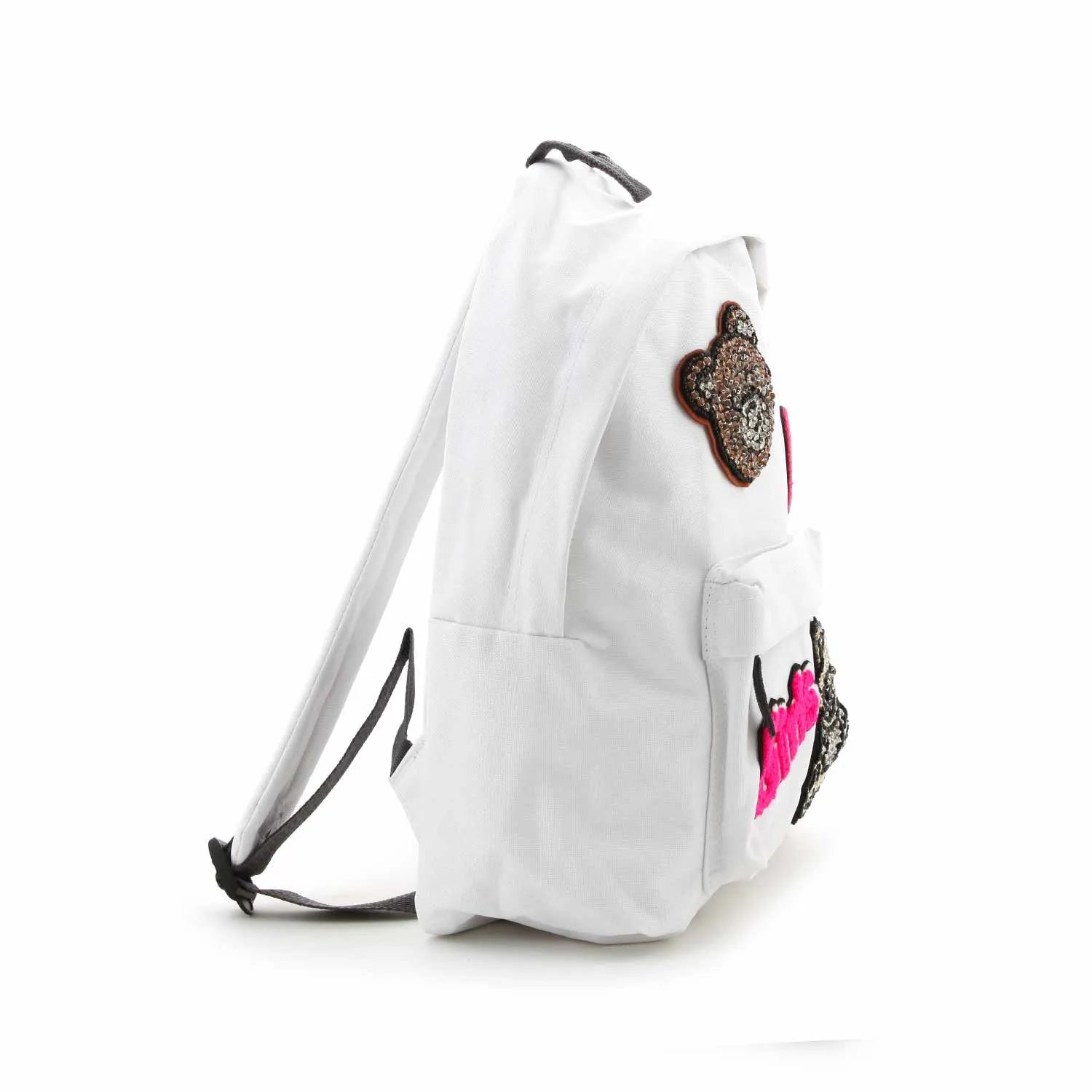 Regina White Backpack With Patch For Girls And Teenagers