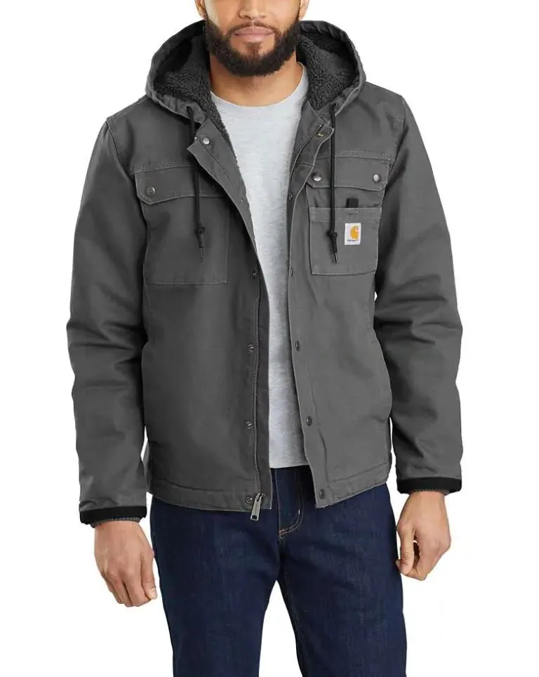 Relaxed Fit Washed Duck Sherpa-Lined Utility Jacket